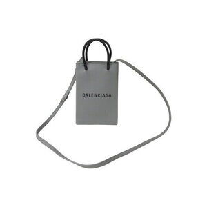 BALENCIAGA shoulder bag shopping phone holder gray leather